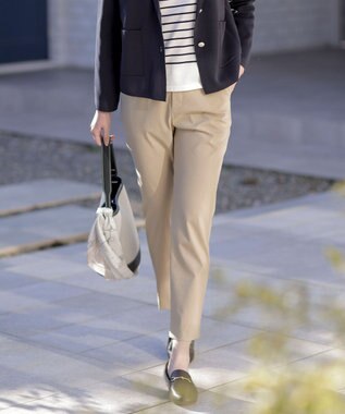 【セットアップ対応・洗える】セルロースリネンストレッチ テーパード パンツ