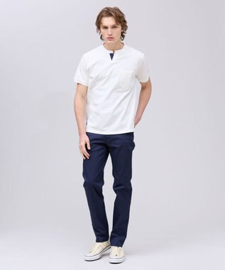 J.PRESS MEN コットンカノコ キーネックポケット Tシャツ ホワイト系