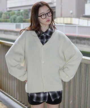 WEGO 【ユニセックス着用ITEM/MLサイズ展開】クロップドカーディガン オフホワイト