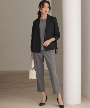 組曲 【WEB限定】ジョーゼットジャージーテーパード パンツ グレー系