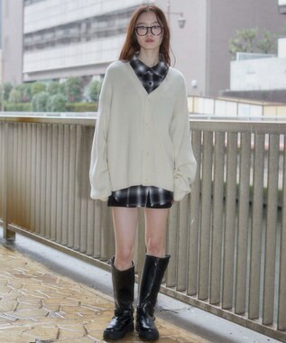 WEGO 【ユニセックス着用ITEM/MLサイズ展開】クロップドカーディガン オフホワイト