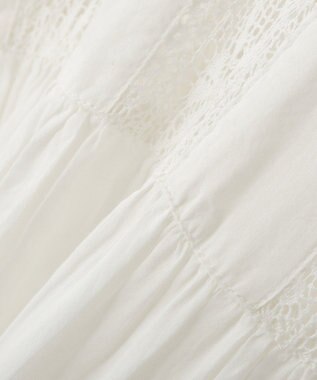 earth music&ecology 【WEB・一部店舗限定】【綿100％】レース＆ピンタックフレンチブラウス Off White