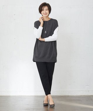 J.PRESS LADIES S 【洗える】FLORA ニットベスト グレー系