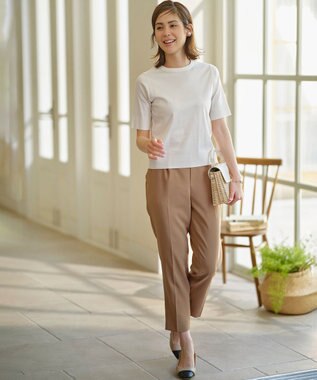 組曲 L 【WEB限定】セーターマシーン 半袖ニットTシャツ アイボリー系