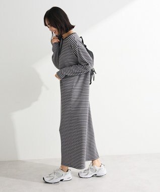 Green Parks ヘンリーネックワンピース Border Gray