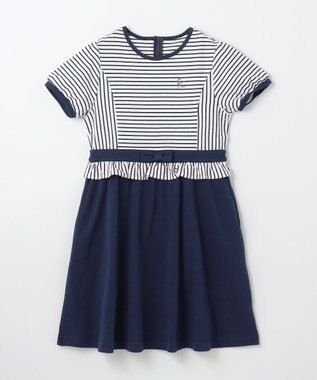 組曲 KIDS 【150-160㎝】マリンボーダー ワンピース ネイビー