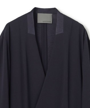 uncrave バックサテンジョーゼット ノーカラージャケット ネイビー