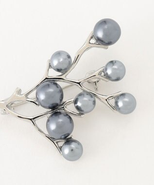 23区 コーラルパール ブローチ ネイビー系