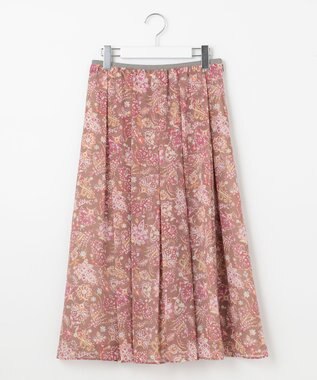 自由区 【速乾性・放湿性・防シワ性】サラサプリント タックスカート ブラウン系5