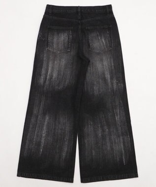 WEGO シルバープリントバギーフレアデニム デニムブラック