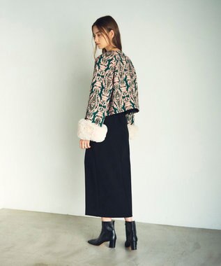 GRACE CONTINENTAL オーナメントジャガードジャケット グリーン