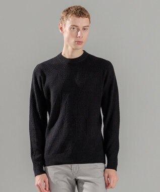 JOSEPH HOMME 新柄【洗える】シルクバルキー  クルーネックニット ブラック系