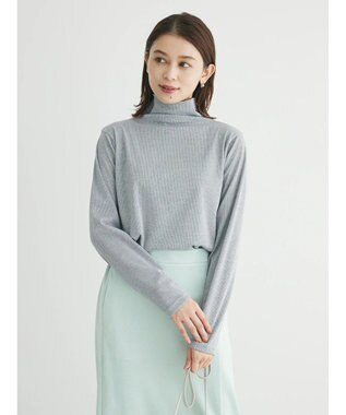 Green Parks ラメリブタートルカットソー Gray