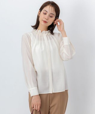 組曲 S 【加藤ローサさん着用】アンティークオーガンフリル ブラウス アイボリー系