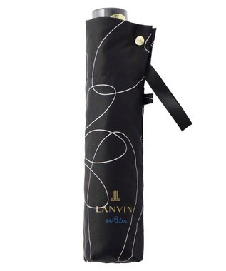 MOONBAT 【新色追加】ランバン オン ブルー 折りたたみ傘 フラワー柄サテンジャガードプリント 簡単開閉 ブラック