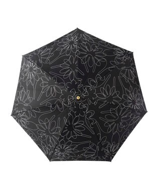 MOONBAT 【新色追加】ランバン オン ブルー 折りたたみ傘 フラワー柄サテンジャガードプリント 簡単開閉 ブラック