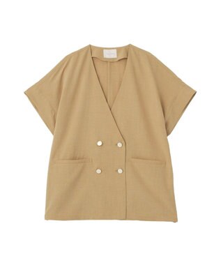 Green Parks リネンライクＶカラージャケット Beige