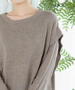 Tiaclasse 【洗える】重ね着風大人ニットチュニック モカ