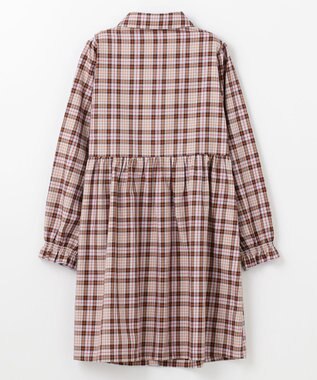 組曲 KIDS 【110-140㎝】リセチェックシャツ ワンピース グレー×ブラウン系