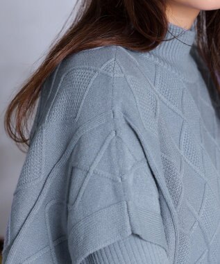 Tiaclasse 【2点セット】ケーブルトップス＆ニットワンピースセット ライトブルー