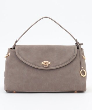 組曲 スエードライク トップハンドルバッグ チャコールグレー系