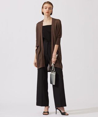 ICB 【洗える】 リネンポリエステルハイゲージ カーディガン ソイル系