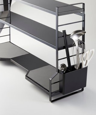 tower コンロ奥ラック 3段 タワー ブラック ブラック