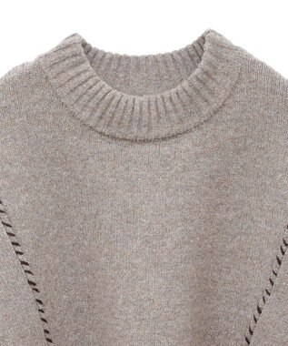 CRAFT STANDARD BOUTIQUE 洗える/ハンドステッチデザインニットプルオーバー Gray Beige