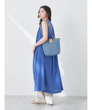 earth music&ecology ノースリーブギャザーワンピース Blue