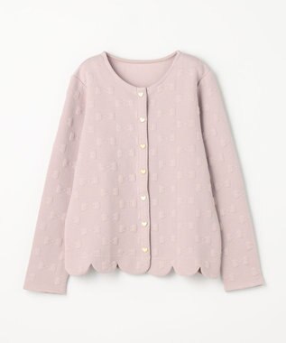 ANY KIDS リボン ジャガード カーディガン ベージュ