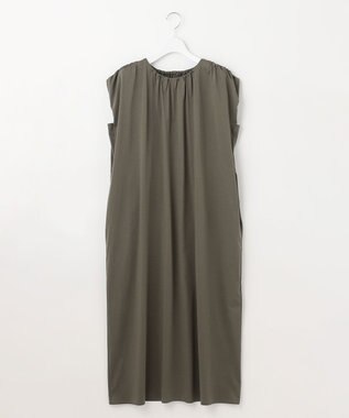 自由区 L 【洗える】ライトギャザーフレンチスリーブ ワンピース カーキ系
