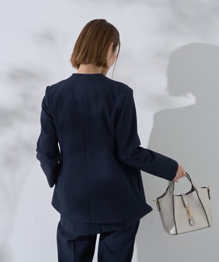 YECCA VECCA ストレッチノーカラージャケット Navy