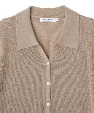 AMERICAN HOLIC 襟付きスキッパー半袖ニットポロ Beige