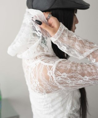 WEGO レースダブルジップパーカー ホワイト