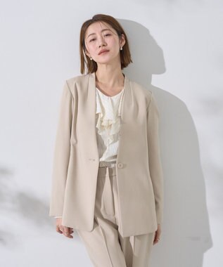YECCA VECCA ストレッチノーカラージャケット Light Beige