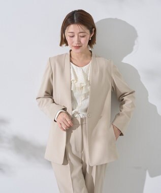 YECCA VECCA ストレッチノーカラージャケット Light Beige