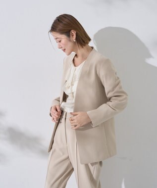 YECCA VECCA ストレッチノーカラージャケット Light Beige