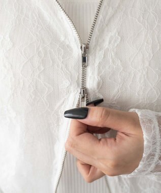 WEGO レースダブルジップパーカー ホワイト