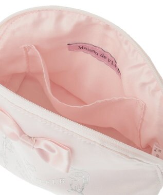 Maison de FLEUR サテンリボンラウンドポーチ Pink