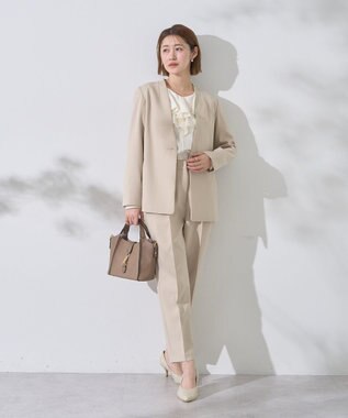 YECCA VECCA ストレッチノーカラージャケット Light Beige