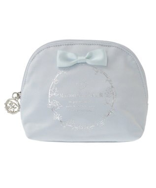 Maison de FLEUR サテンリボンラウンドポーチ Light Blue