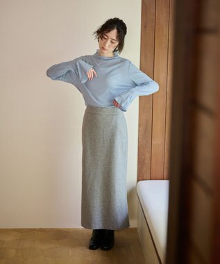 #Newans 【洗濯機可能/セットアップ】ナローシルエットエアリースカート トップグレー