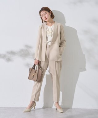 YECCA VECCA ストレッチノーカラージャケット Light Beige