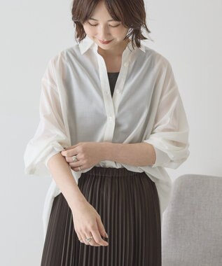 AMERICAN HOLIC 【イージーケア】シアーラウンドシャツ Off White