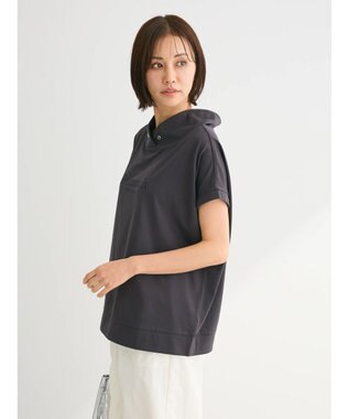 Green Parks フレンチスリーブ抜け襟カットプルオーバー Charcoal Gray