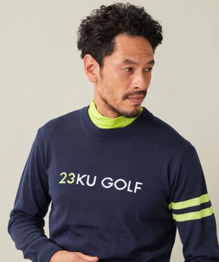 23区GOLF 【MEN】【ウォッシャブル】ウールブレンド ロゴニット ネイビー系