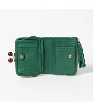 UNBILLION ペルケ perche / アクリル玉がま口2つ折り財布 グリーンドット