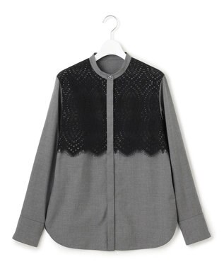 ICB L 【洗える】 レースコンビブラウス チャコール系