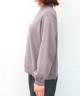 Tiaclasse 【洗える】配色ニットトップスプルオーバー ラベンダー