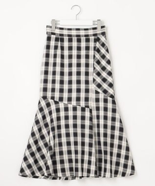 Feroux 【洗える】チェックマーメイド スカート ブラック系2